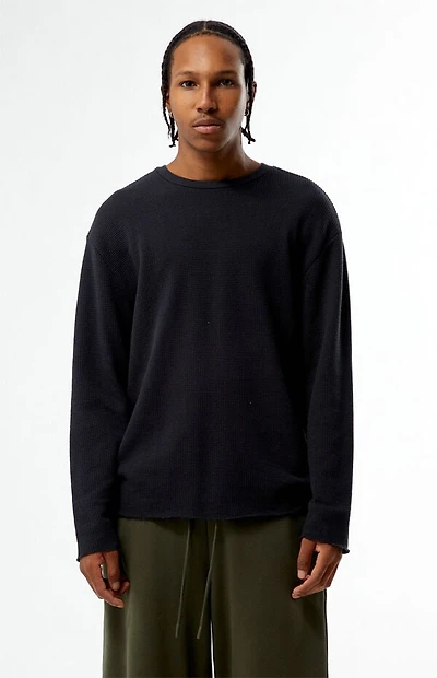 Pacsun Black Basic Waffle Knit Long Sleeve Shirt
