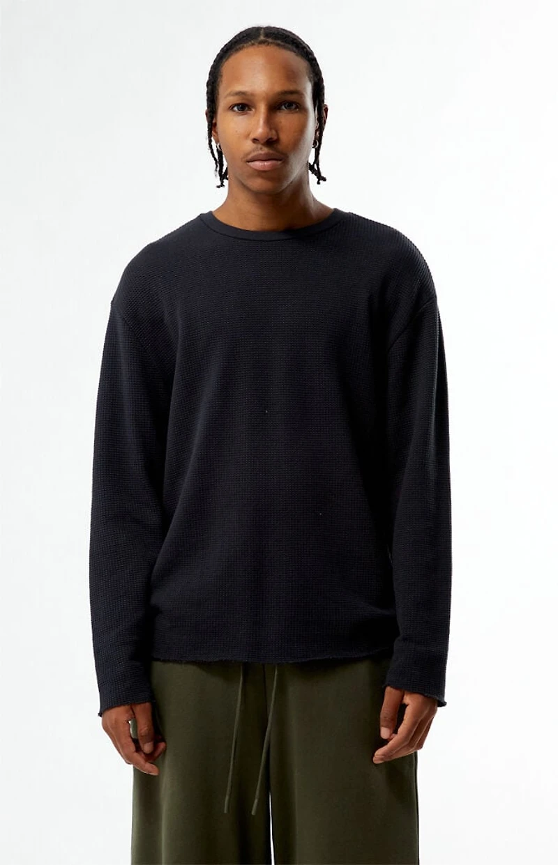 Pacsun Black Basic Waffle Knit Long Sleeve Shirt