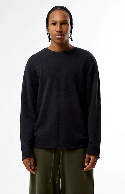 Pacsun Black Basic Waffle Knit Long Sleeve Shirt