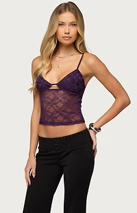 Edikted Sheer Lace Cutout Tank Top