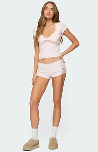 Edikted Arcadia Lacey V Neck Top