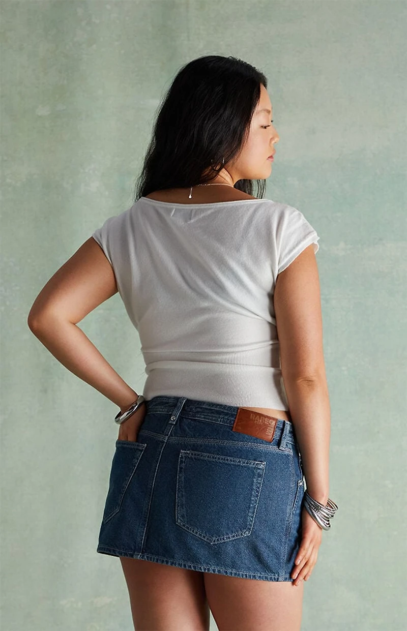 RARE DNM EDIT Piper Dark Indigo Denim Micro Mini Skirt