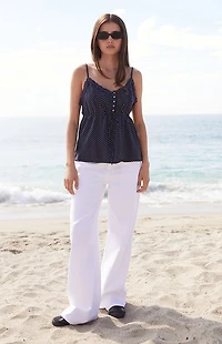 John Galt Blue Polka Dot Tank Top