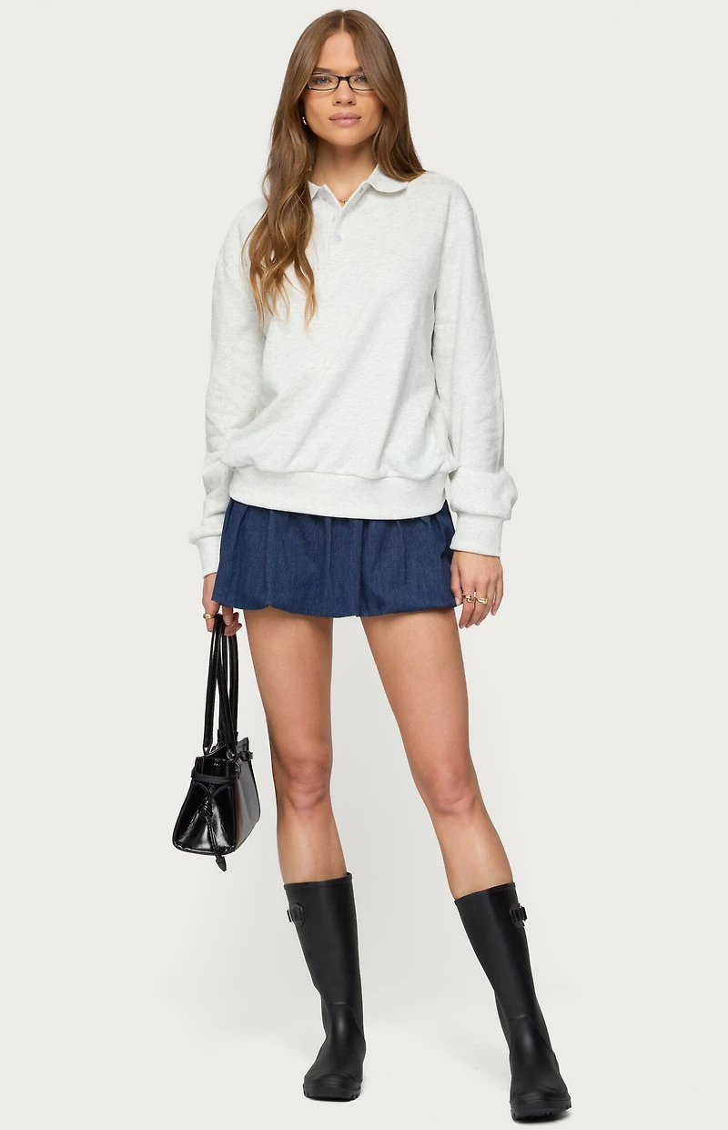 Edikted Scholar Oversized Polo Sweatshirt