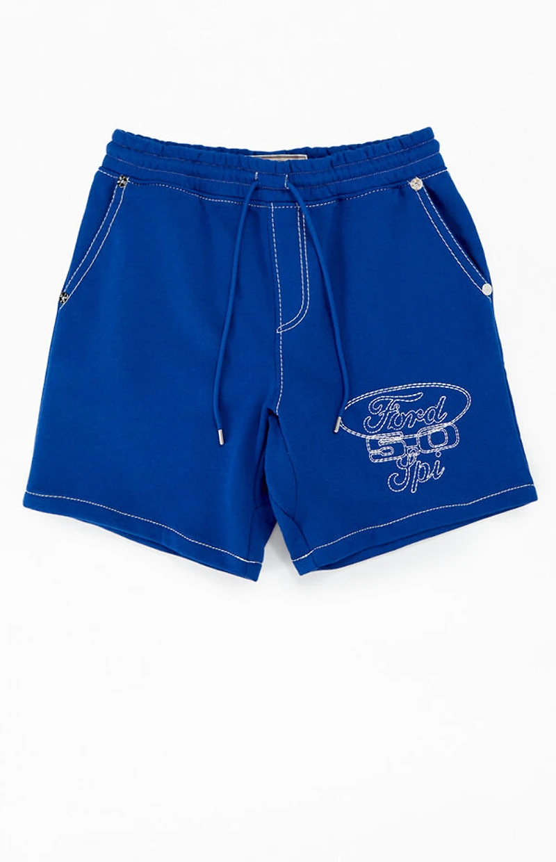 True Religion x Ford Big Fleece Blue Sweat Shorts