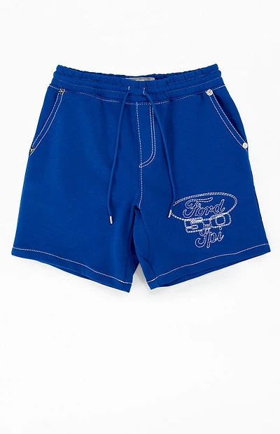 True Religion x Ford Big Fleece Blue Sweat Shorts