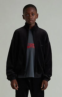 Fear of God ESSENTIALS Kids Vintage Black Classic Fit  Velour Track Jacket