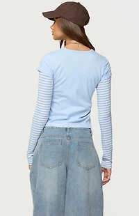Edikted Stripey Layered Long Sleeve T-Shirt