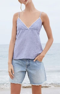 John Galt Blue & White Striped Edith Tank Top