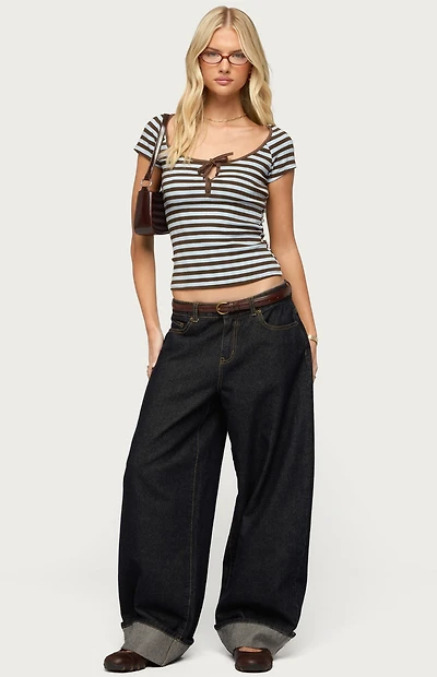 Edikted Emberly Striped Raglan Top