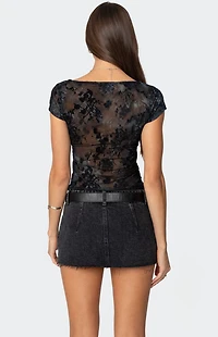 Edikted Lacey Mesh Cowl Neck Top