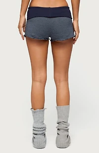 Edikted Nour Contrast Striped Foldover Shorts