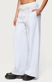 Edikted Tamia Peekaboo Ruffle Lace Sweatpants