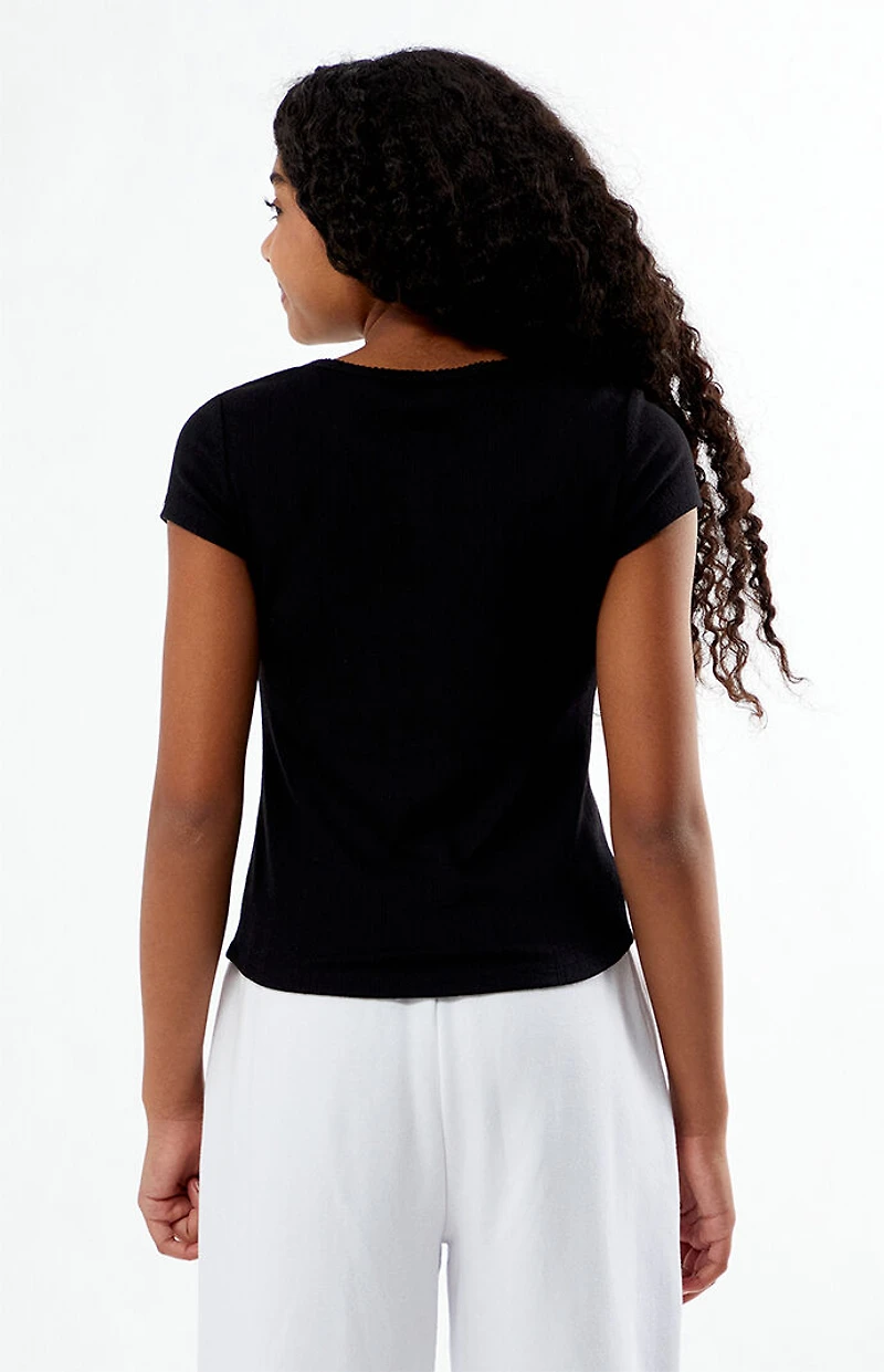 Pacsun Kids Henley Black Skimmer T-Shirt