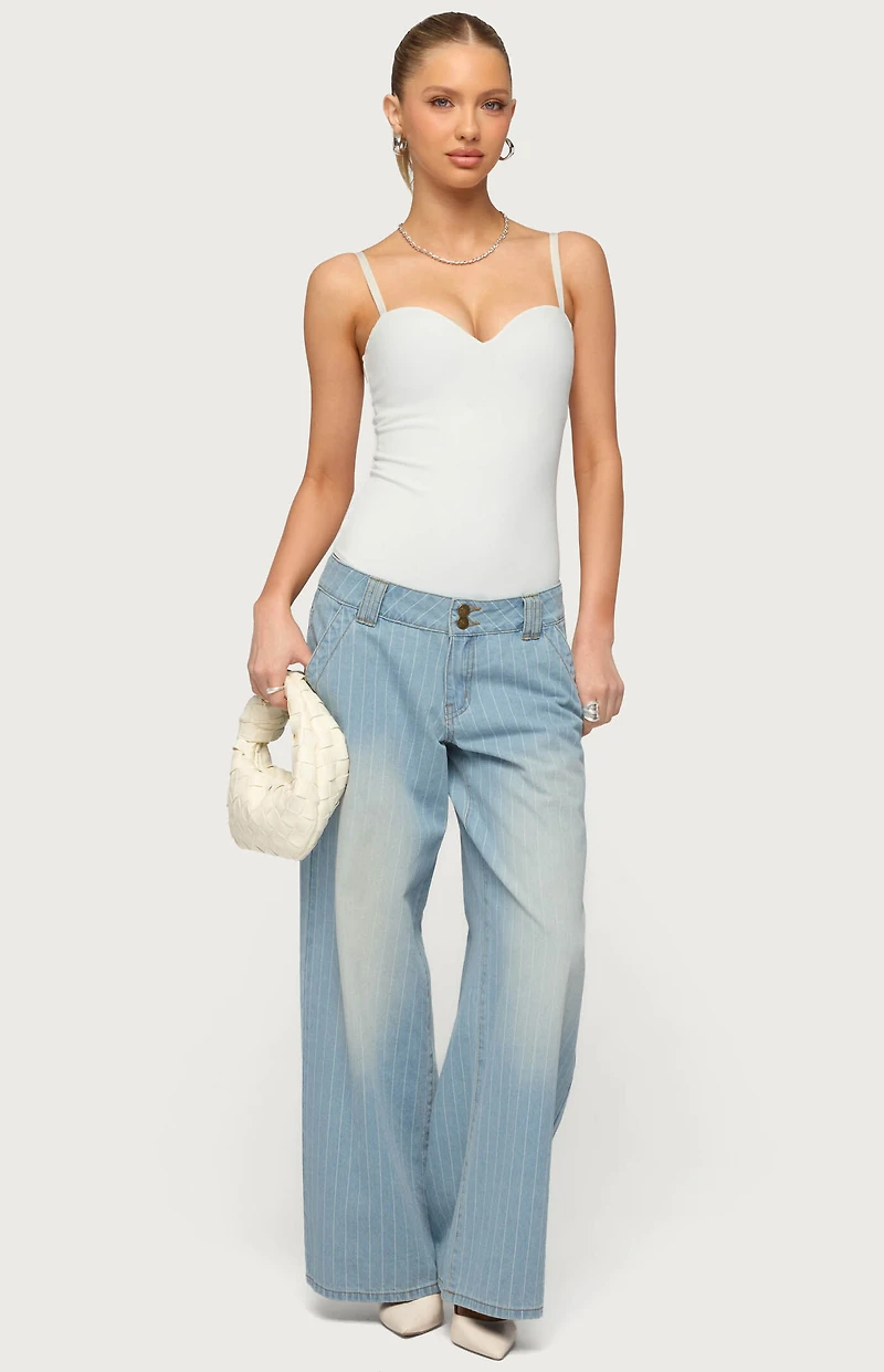 Edikted Petite Cory Striped Low Rise Baggy Jeans