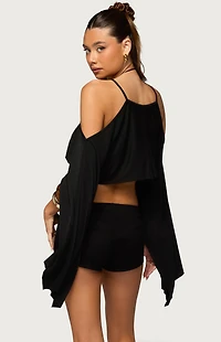 Edikted Ivanna Cutout Cape Cropped Top