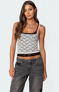 Edikted Wynnie Layered Lace Tank Top