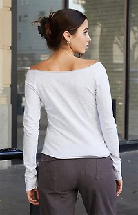 John Galt Light Gray Bonnie Off-The-Shoulder Top