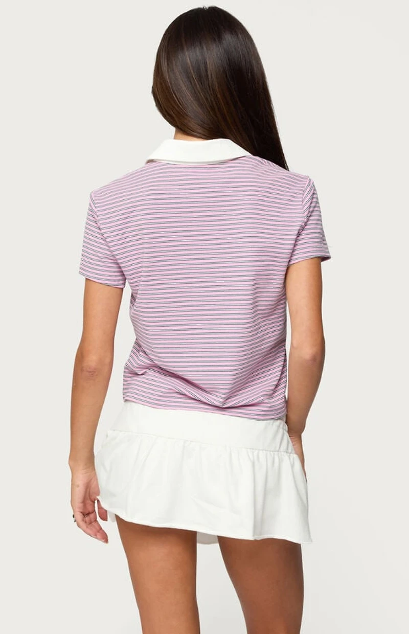 Edikted Lennie Striped Polo Top