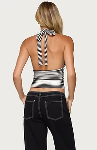 Edikted Sage Striped Halter Top