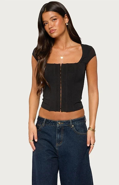 Edikted Airlie Mesh Corset Top