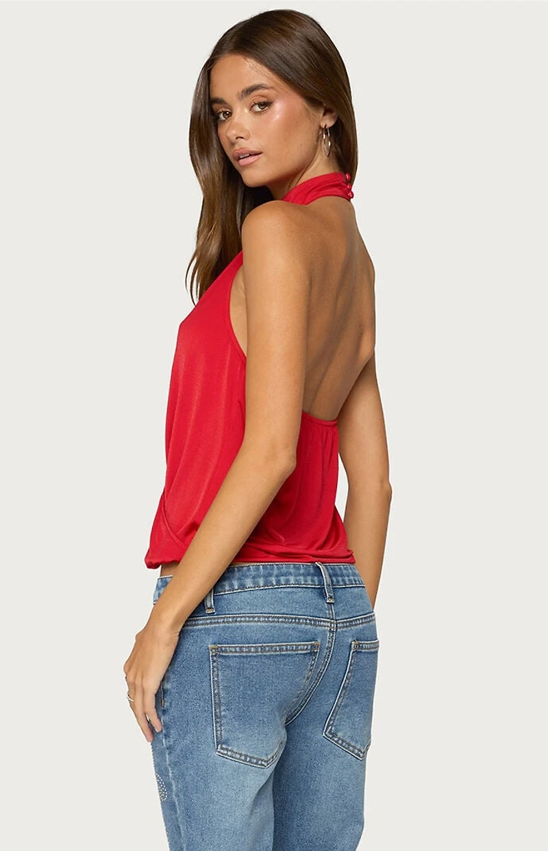 Edikted Lizah High Neck Cutout Wrap Top