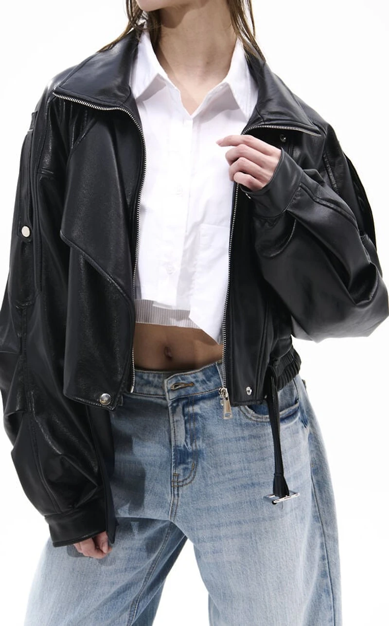 AZALEA WANG Papoose Butter Faux Leather Jacket