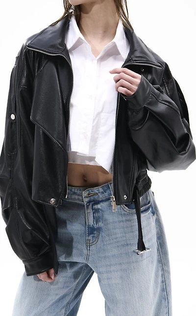 AZALEA WANG Papoose Butter Faux Leather Jacket