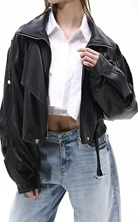 AZALEA WANG Papoose Butter Faux Leather Jacket