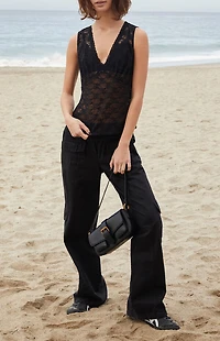 John Galt Black Lace Bow Rafaela Tank Top
