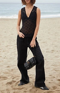 John Galt Black Lace Bow Rafaela Tank Top