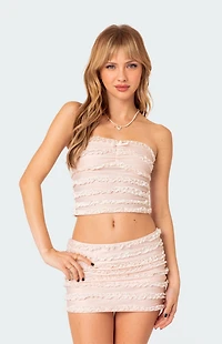 Edikted Izzy Ruffled Strapless Top