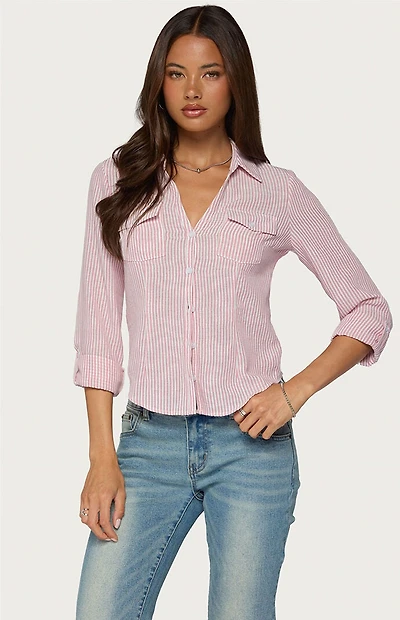 Edikted Phobe Striped Button Top