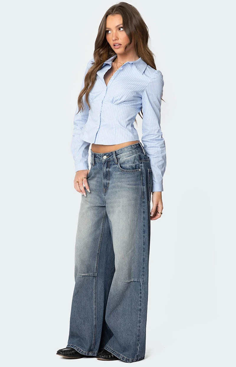 Edikted Tailored Pinstripe Button Up Shirt