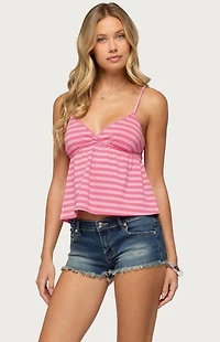 Edikted Ilan Striped Babydoll Tank Top