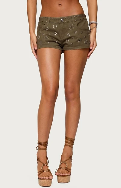 Edikted Eartha Studded Micro Shorts