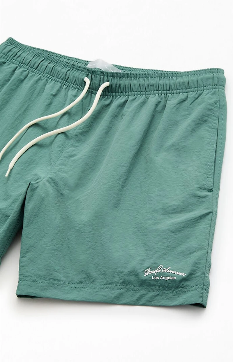 Pacsun Green Collegiate 6.5" Swim Trunks