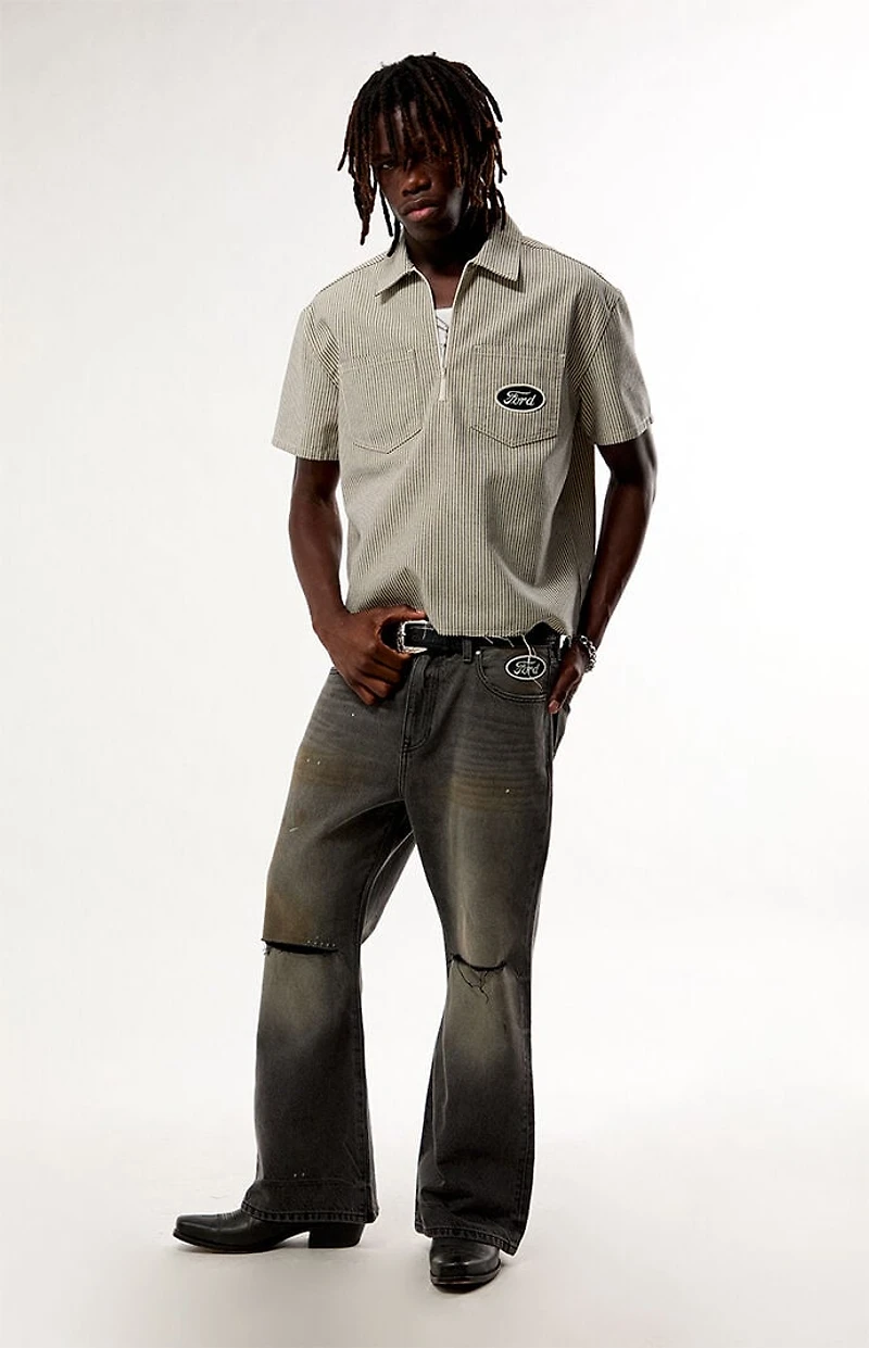 FORD Black Ripped Baggy Bootcut Jeans