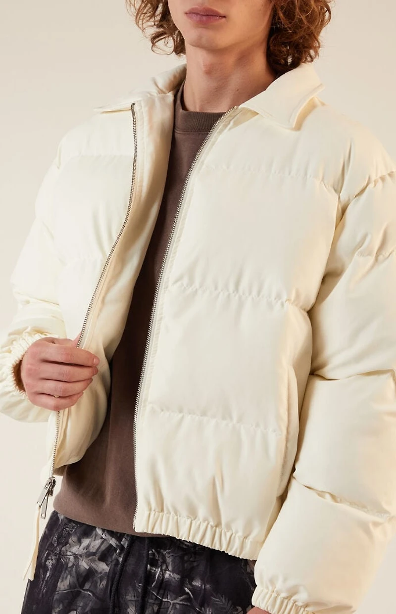Pacsun Cream Coaches Puffer Jacket