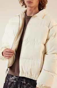 Pacsun Cream Coaches Puffer Jacket