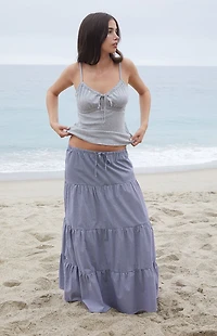 John Galt Blue Gingham Nadia Maxi Skirt