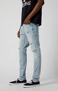 Pacsun Bryce Stacked Skinny Jeans Stretch Ripped Light Indigo