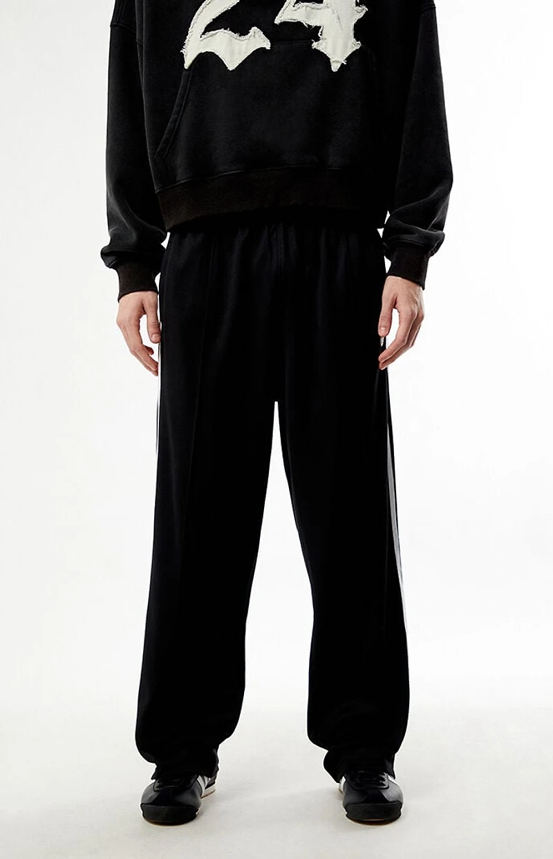 adidas Black Baggy Three Stripe Track Pants