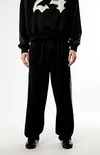 adidas Black Baggy Three Stripe Track Pants