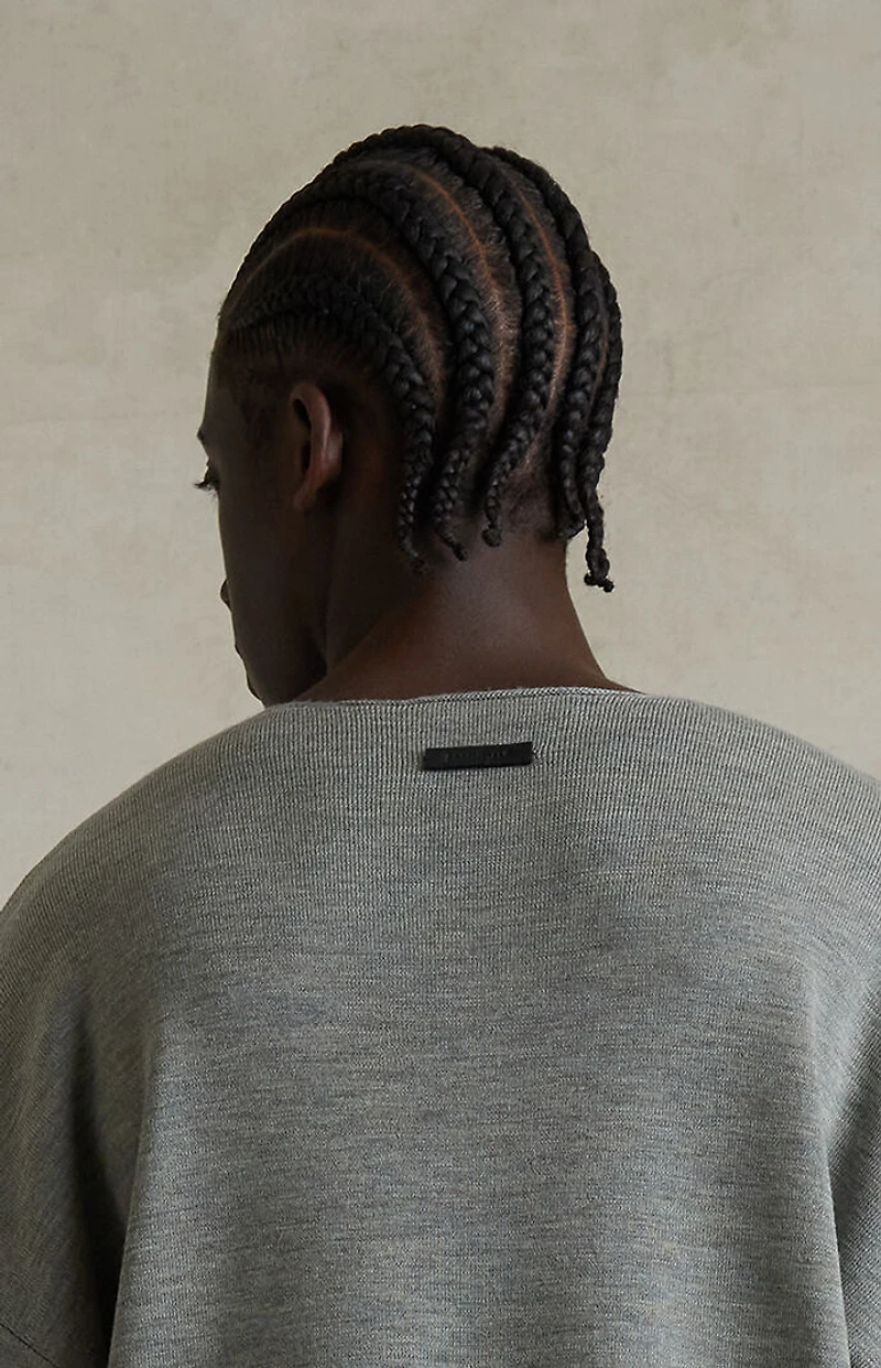 Fear of God ESSENTIALS Concrete Heather Merino Wool Short Sleeve Knit T-Shirt