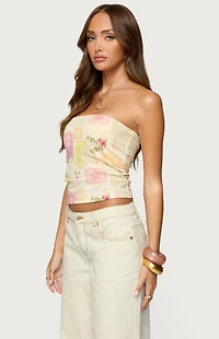 Edikted Cicilla Vintage Mixed Print Tube Top