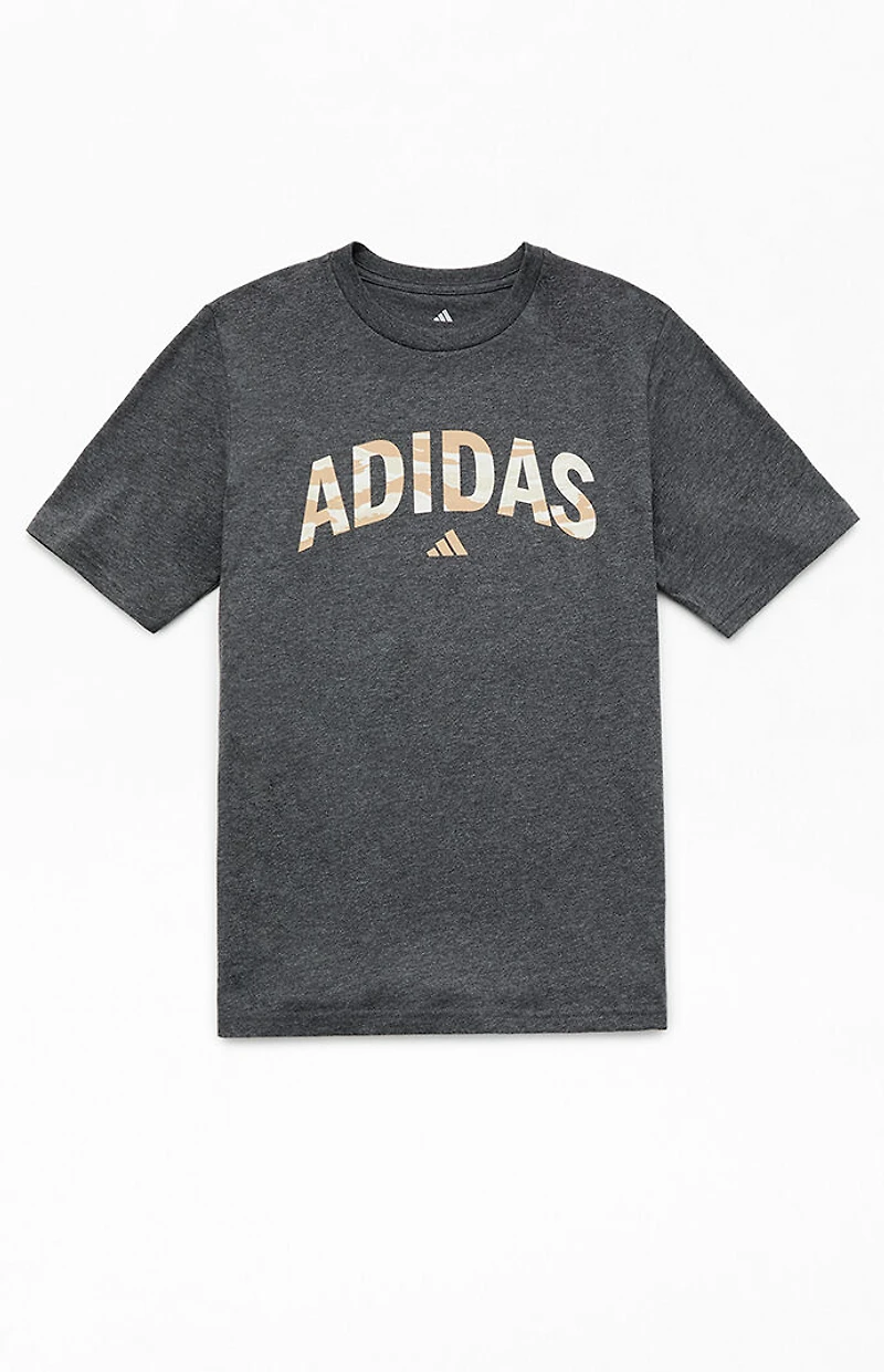 adidas Kids Heather Grey Tiger Camo Stack T-Shirt