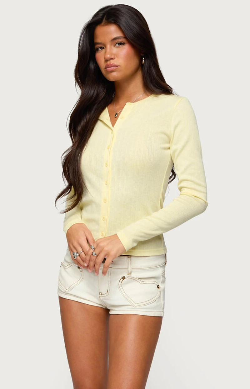 Edikted Maeva Button Up Pointelle Top