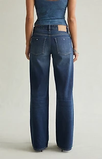 Pacsun Casey Low Rise Baggy Jeans Rhinestone Dark Blue
