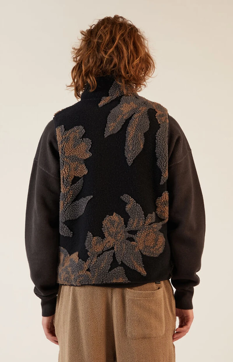 Pacsun Black Sherpa Print Vest